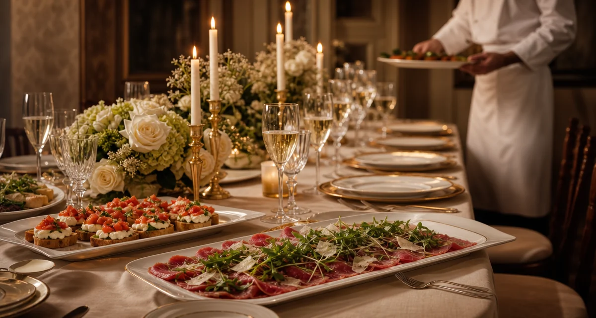 Tavola di laurea in appartamento milanese con risotto allo zafferano, Franciacorta e corona d alloro