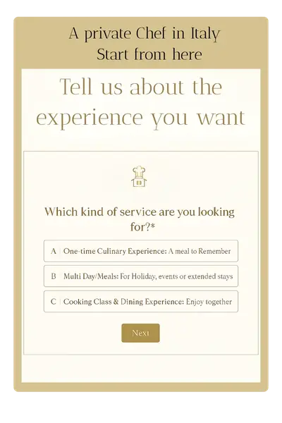 start from here -form private chef italy