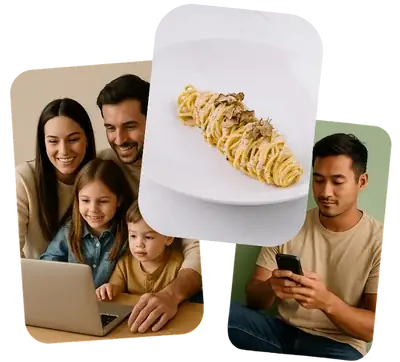 Private chef family pasta phone collage